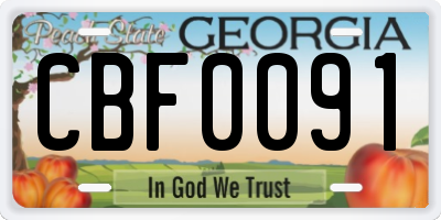 GA license plate CBF0091