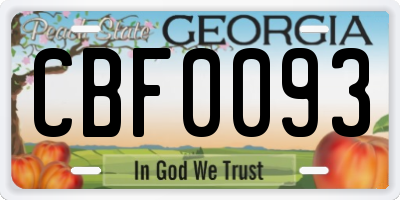 GA license plate CBF0093