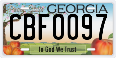 GA license plate CBF0097