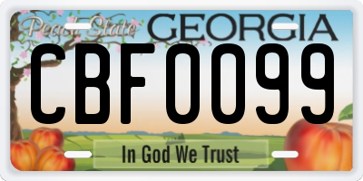 GA license plate CBF0099