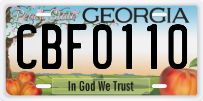 GA license plate CBF0110