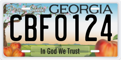 GA license plate CBF0124