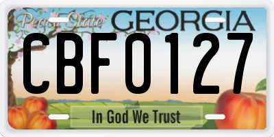GA license plate CBF0127