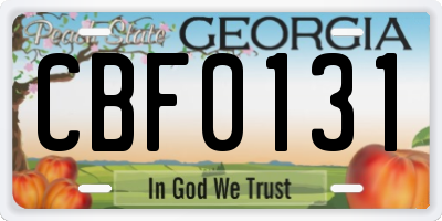 GA license plate CBF0131