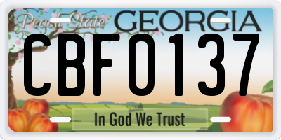 GA license plate CBF0137