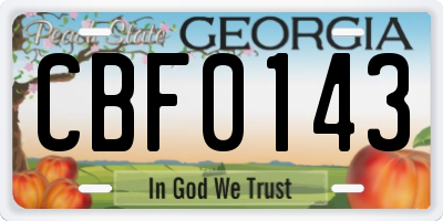 GA license plate CBF0143