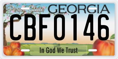 GA license plate CBF0146
