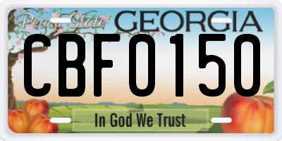 GA license plate CBF0150