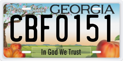 GA license plate CBF0151