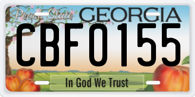 GA license plate CBF0155