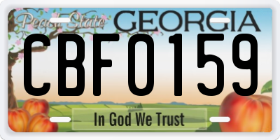 GA license plate CBF0159