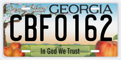 GA license plate CBF0162