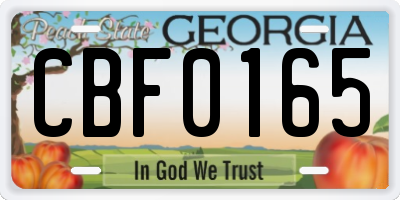 GA license plate CBF0165