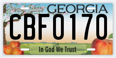 GA license plate CBF0170