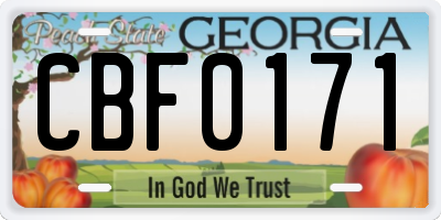 GA license plate CBF0171