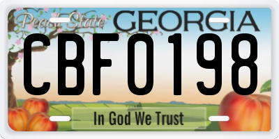 GA license plate CBF0198
