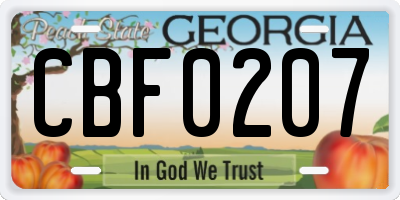 GA license plate CBF0207