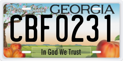 GA license plate CBF0231