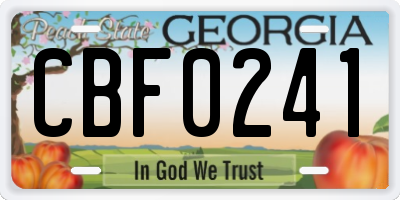 GA license plate CBF0241