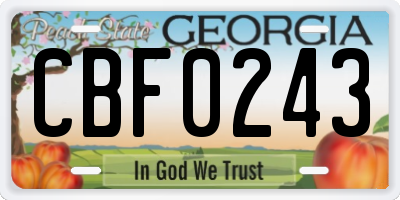 GA license plate CBF0243