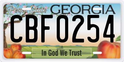 GA license plate CBF0254