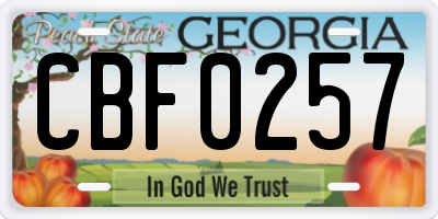 GA license plate CBF0257