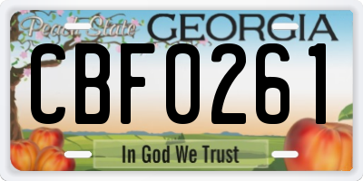 GA license plate CBF0261