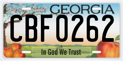 GA license plate CBF0262