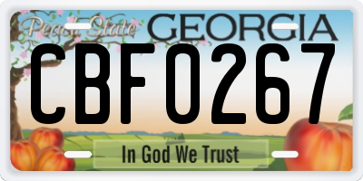 GA license plate CBF0267