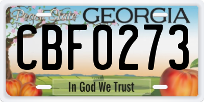 GA license plate CBF0273