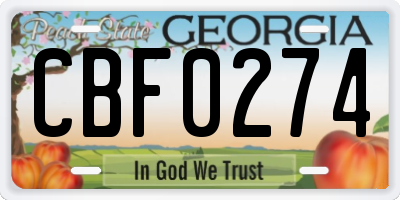 GA license plate CBF0274