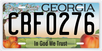 GA license plate CBF0276