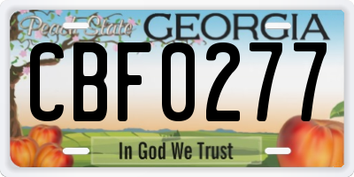 GA license plate CBF0277