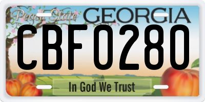 GA license plate CBF0280
