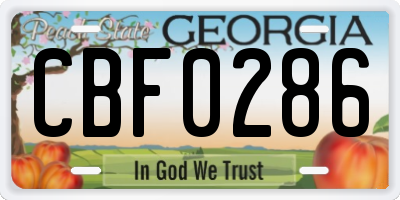 GA license plate CBF0286