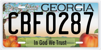 GA license plate CBF0287