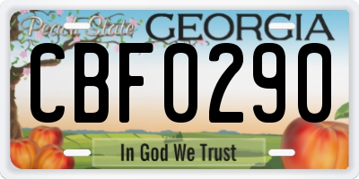 GA license plate CBF0290