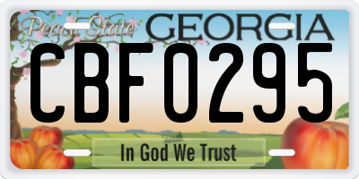 GA license plate CBF0295