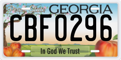 GA license plate CBF0296