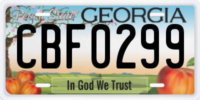 GA license plate CBF0299