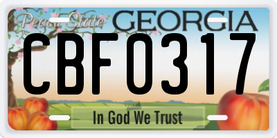 GA license plate CBF0317