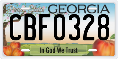 GA license plate CBF0328