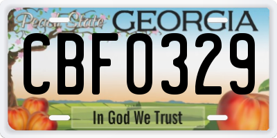 GA license plate CBF0329