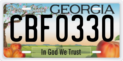 GA license plate CBF0330