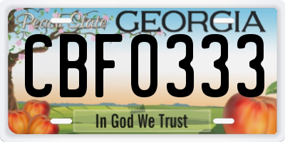 GA license plate CBF0333
