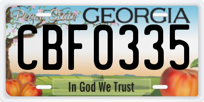 GA license plate CBF0335