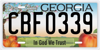 GA license plate CBF0339
