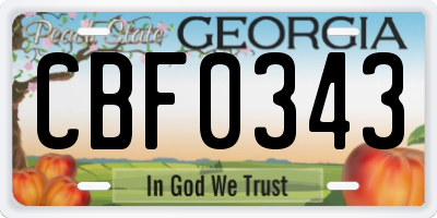 GA license plate CBF0343