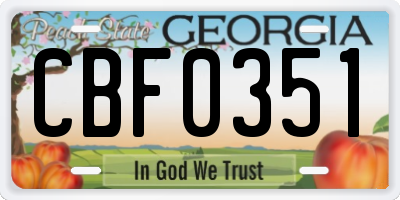 GA license plate CBF0351