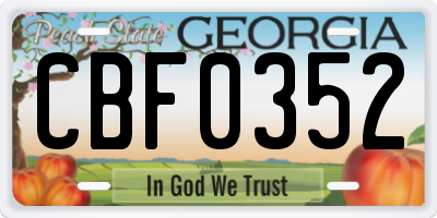 GA license plate CBF0352